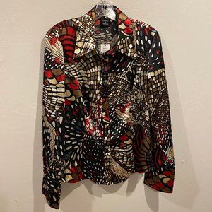 Tribal Printed Silk Long Sleeve Shirt (Brand New)